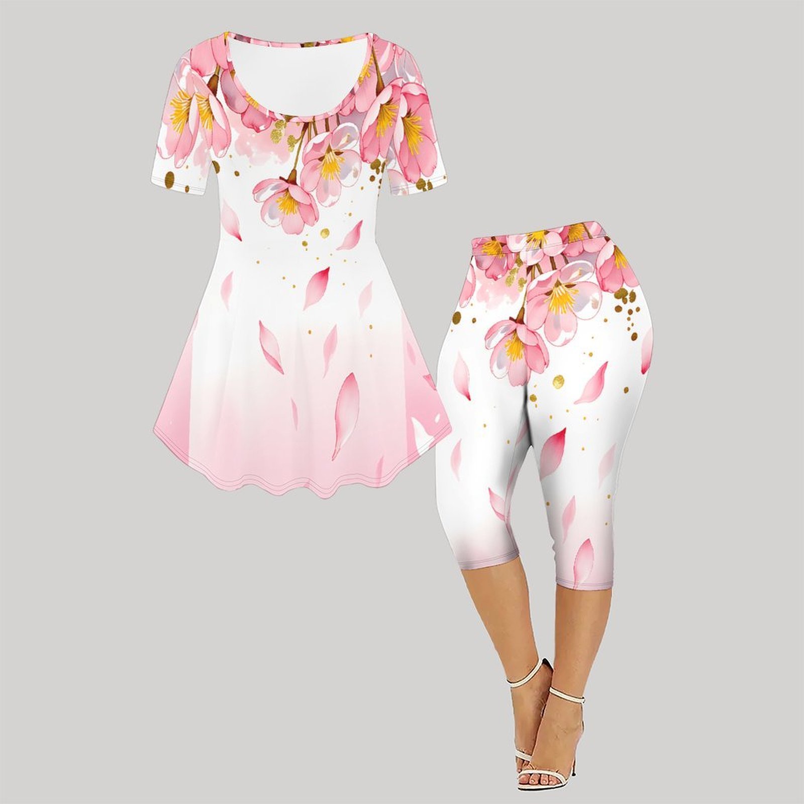2pcs Set Dua Potong Motif Vint - Romper Floral Print ulasan dan harga