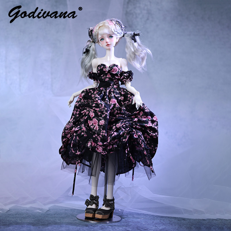 Gaun Lolita Korset Bunga Merah - Midi Skirt Floral ulasan dan harga