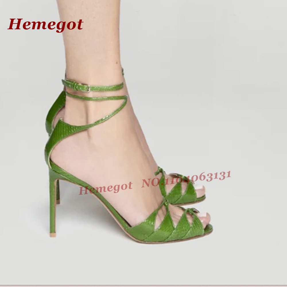 Sandal Bertali Motif Buaya Hij - Sandal Strappy Heeled ulasan dan harga